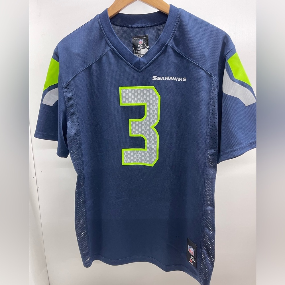 NFL Seahawks Navy and Lime Jersey Wilson‎ #3